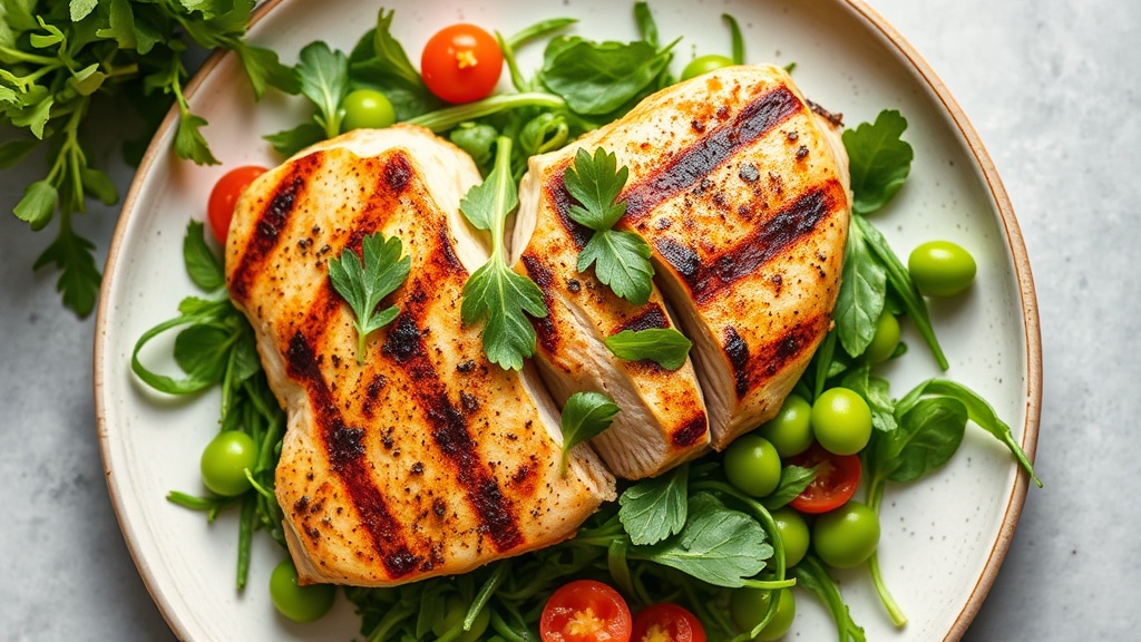 Grilled Chicken with Arugula and Snap Pea Salad