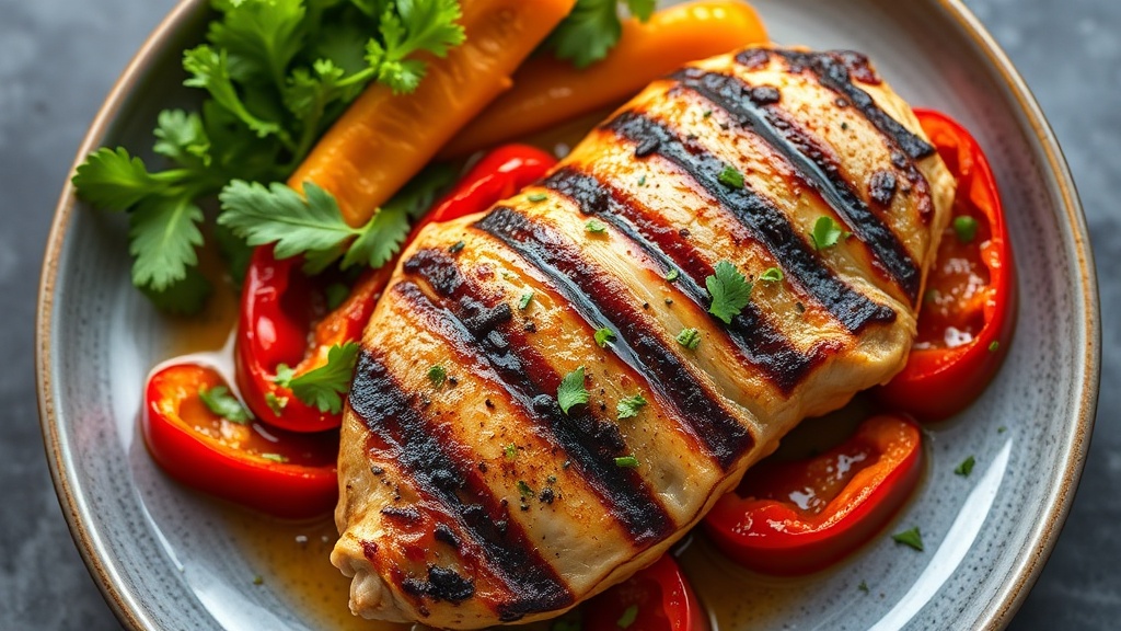 Grilled Chicken with Roasted Red Bell Peppers