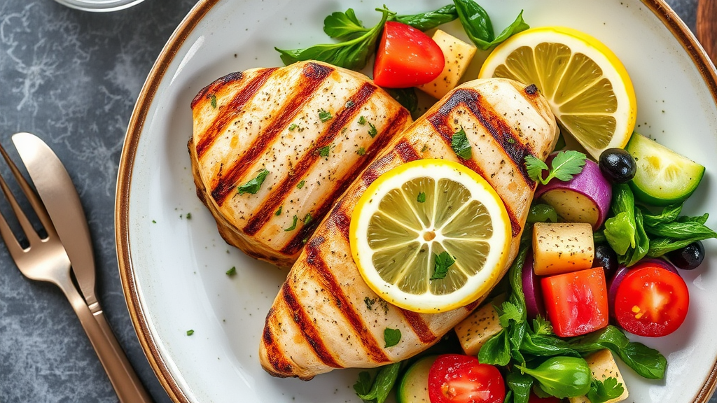 Grilled Lemon Herb Chicken with Summer Vegetable Salad