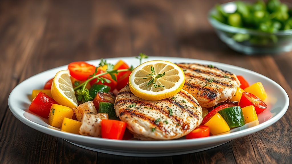 Grilled Lemon-Herb Chicken with Summer Vegetable Medley