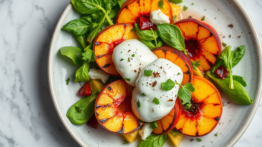 Grilled Peach and Burrata Salad