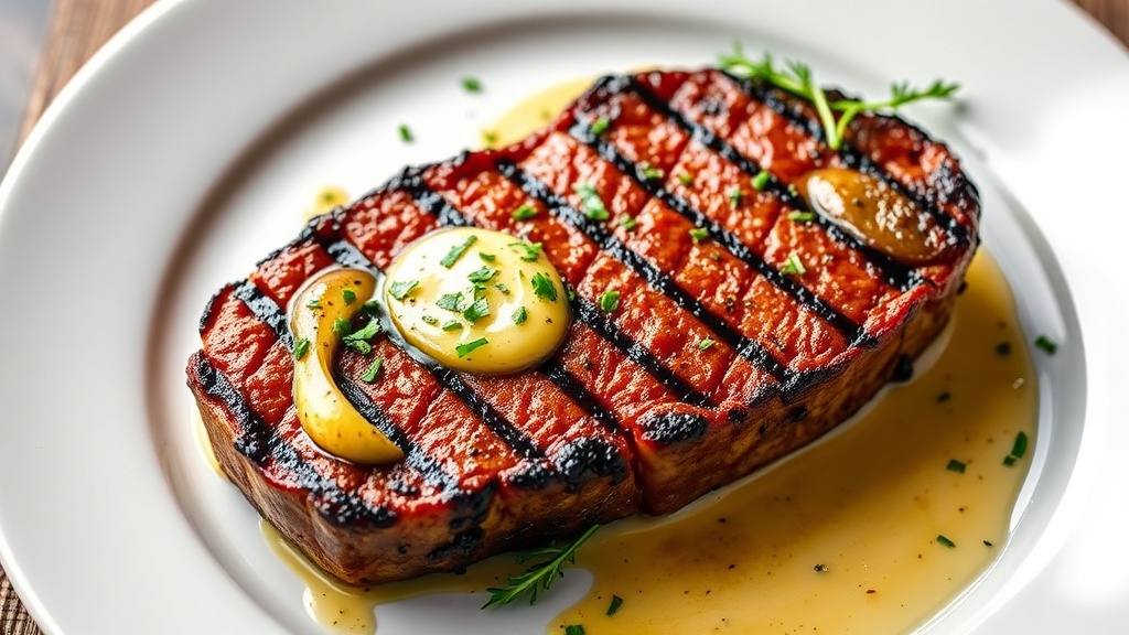 Grilled Ribeye Steak with Garlic Herb Butter