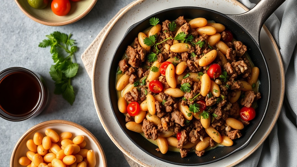 Ground Beef and Cannellini Bean Skillet