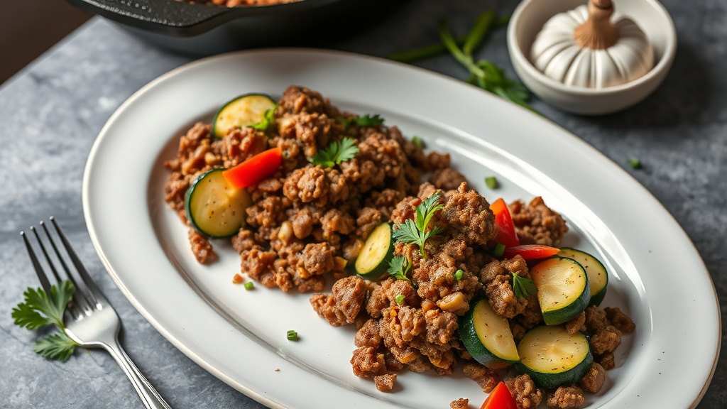 Ground Elk and Zucchini Skillet