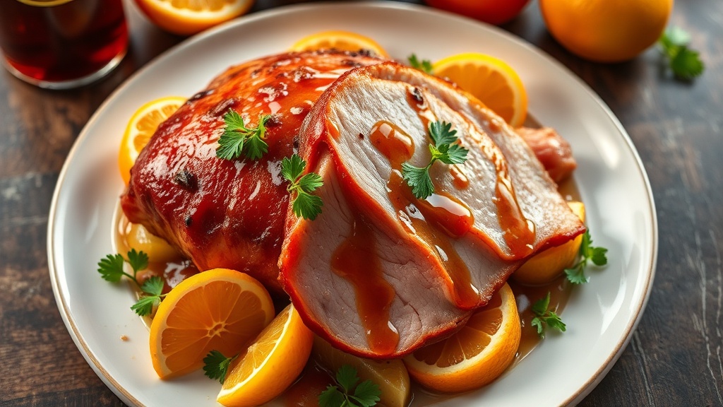 Ham with Sprite, Orange Juice, and Brown Sugar Glaze