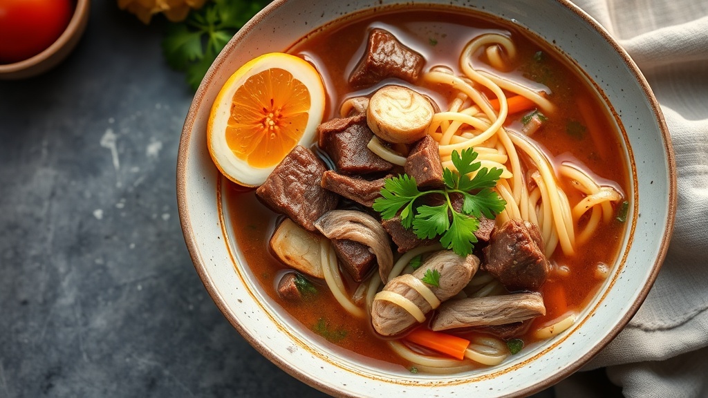 Hearty Beef and Chicken Noodle Soup