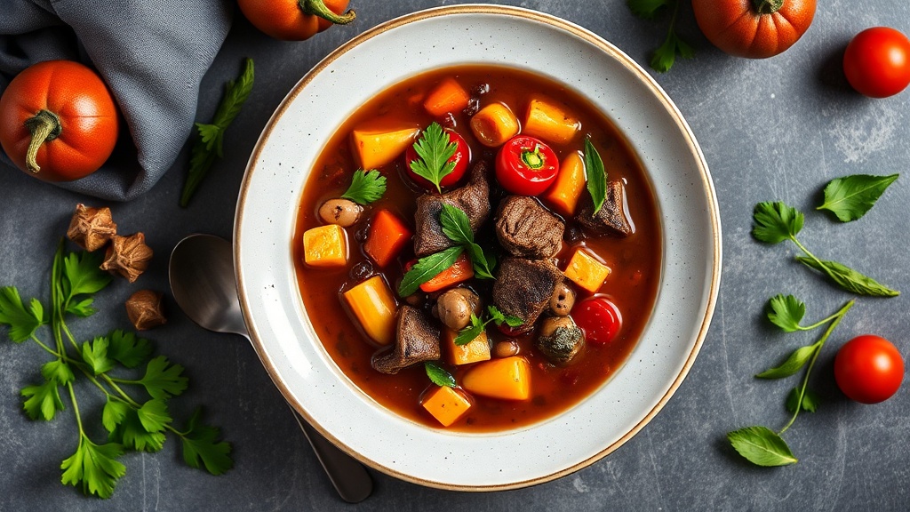 Hearty Bison and Bean Soup with Bell Peppers