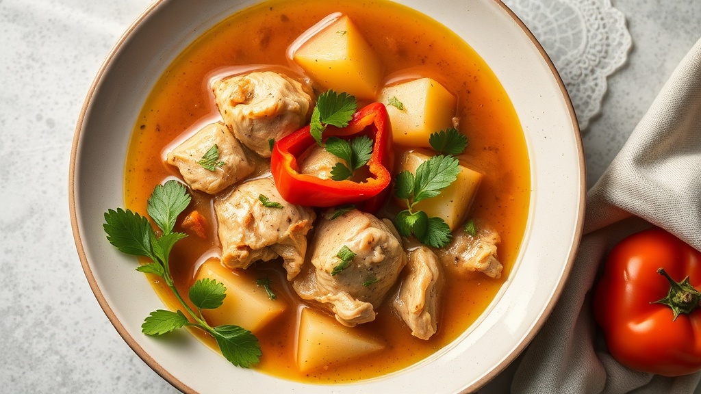 Hearty Chicken Broth with Bell Peppers and Potatoes