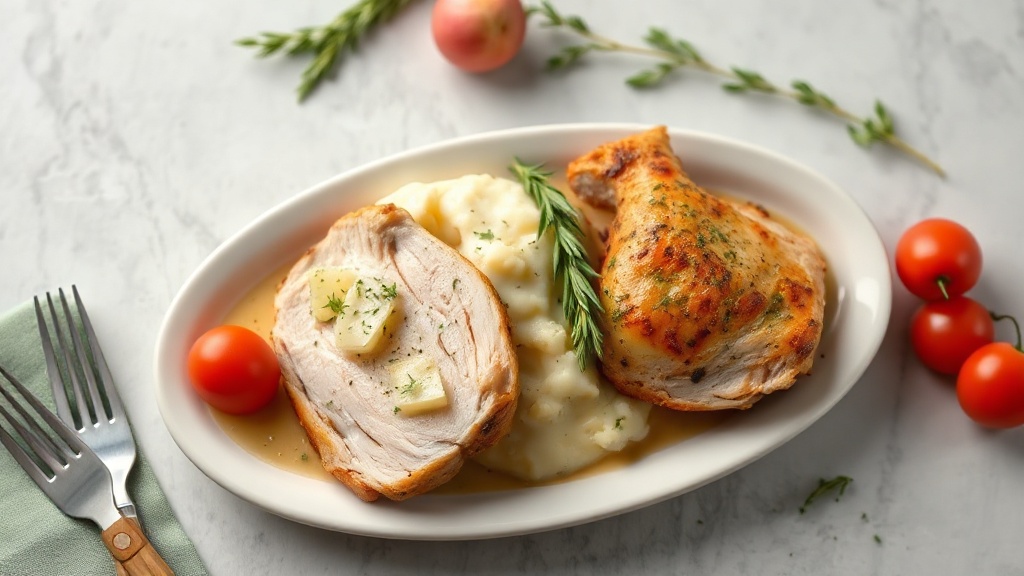 Herb Roasted Chicken and Garlic Mashed Potatoes