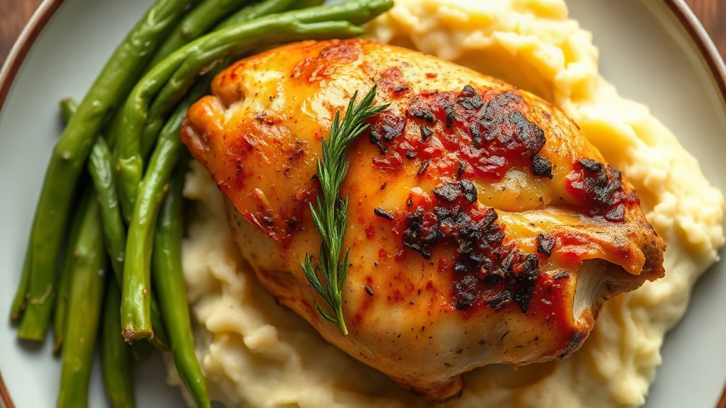 Herb-Butter Roasted Chicken with Garlic Mashed Potatoes