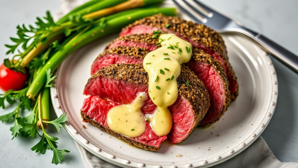 Herb-Crusted Beef Tenderloin with Garlic Butter