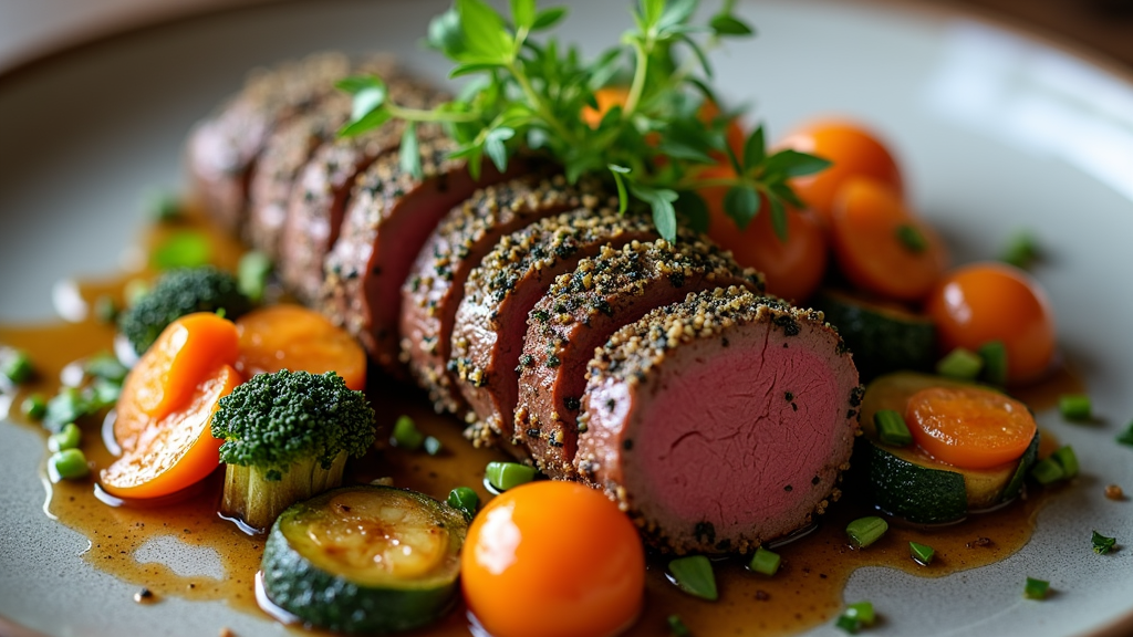 Herb-Crusted Beef Tenderloin with Roasted Vegetables