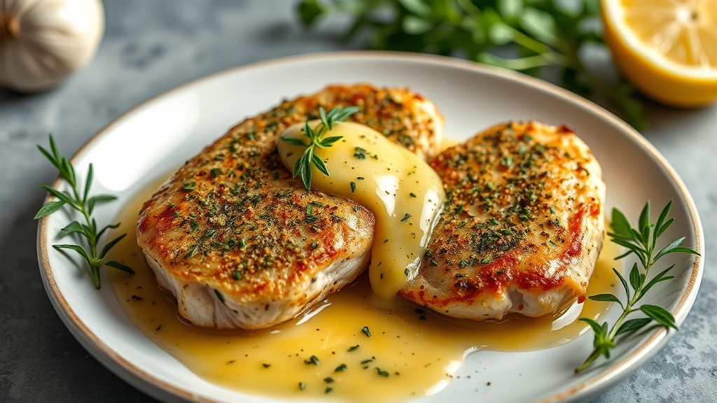 Herb-Crusted Chicken Breast with Lemon Garlic Sauce