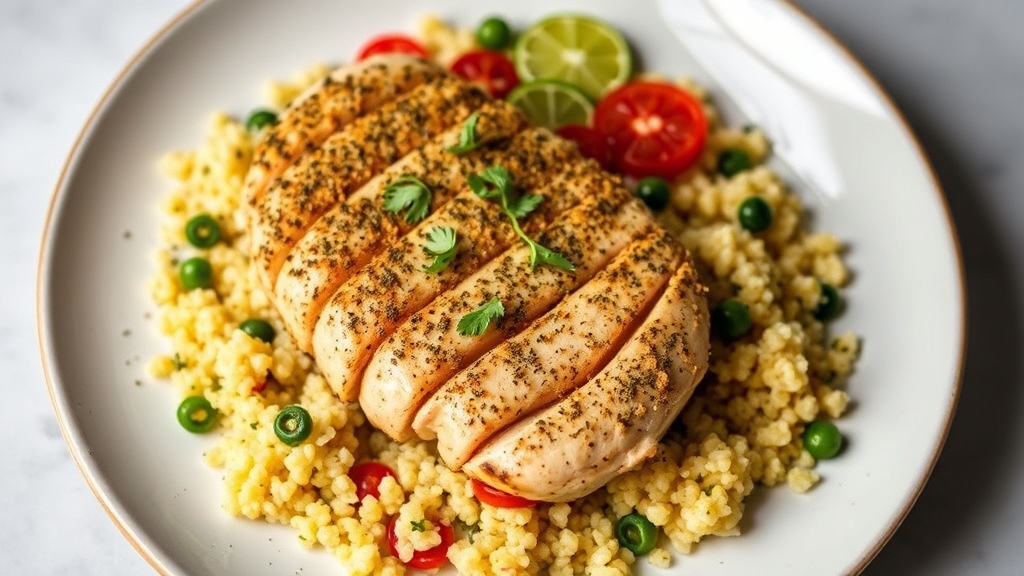 Herb-Crusted Chicken Breast with Lemon-Garlic Quinoa