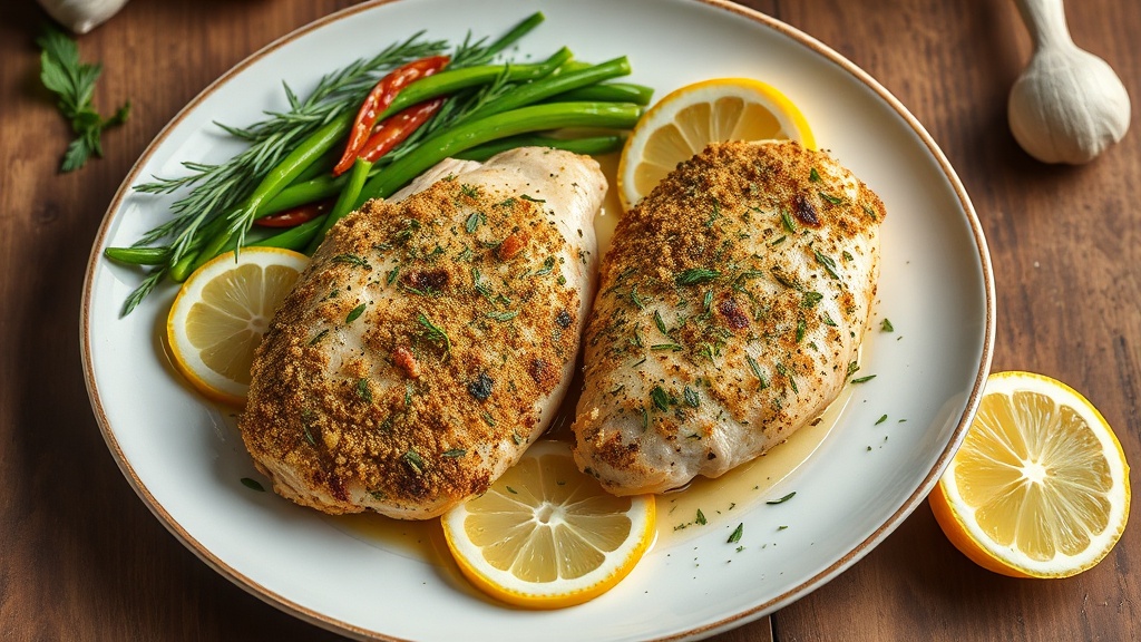 Herb-Crusted Chicken Breasts with Garlic and Lemon