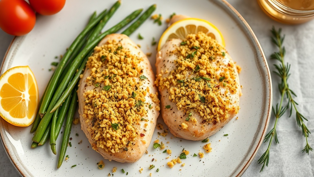 Herb-Crusted Chicken Breasts with Lemon Garlic Breadcrumbs