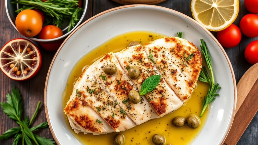 Herb-Crusted Chicken Piccata with Lemon-Caper Sauce