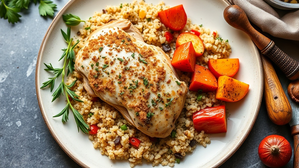 Herb-Crusted Chicken with Quinoa and Roasted Vegetables