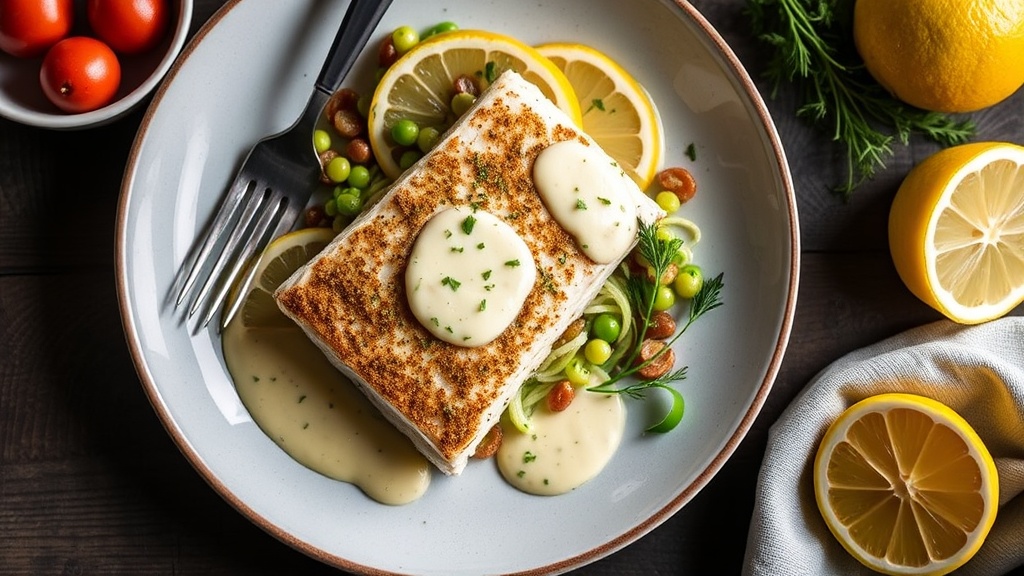 Herb-Crusted Halibut with Lemon-Dill Sauce