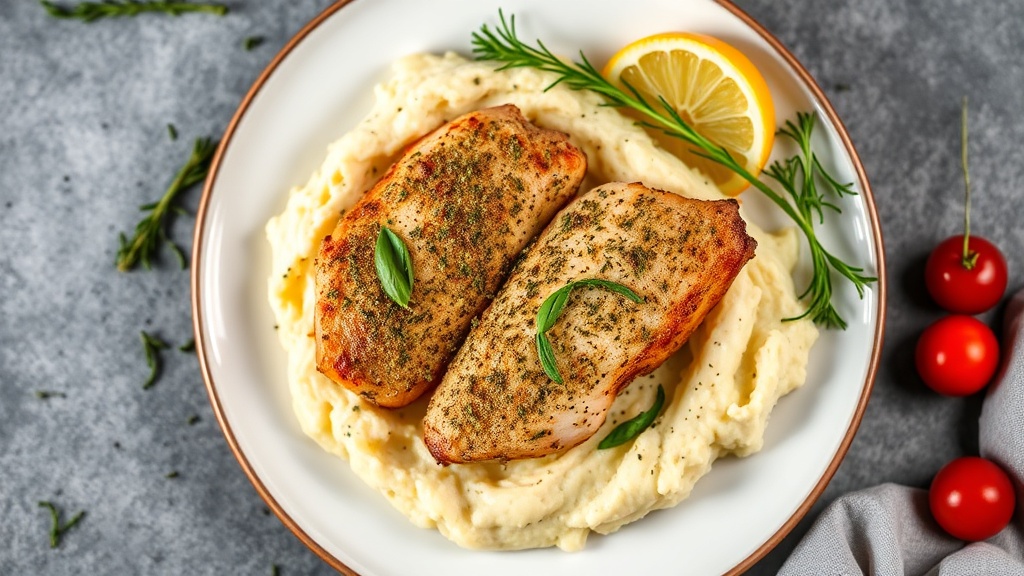 Herb-Crusted Lemon Chicken with Garlic Mashed Potatoes