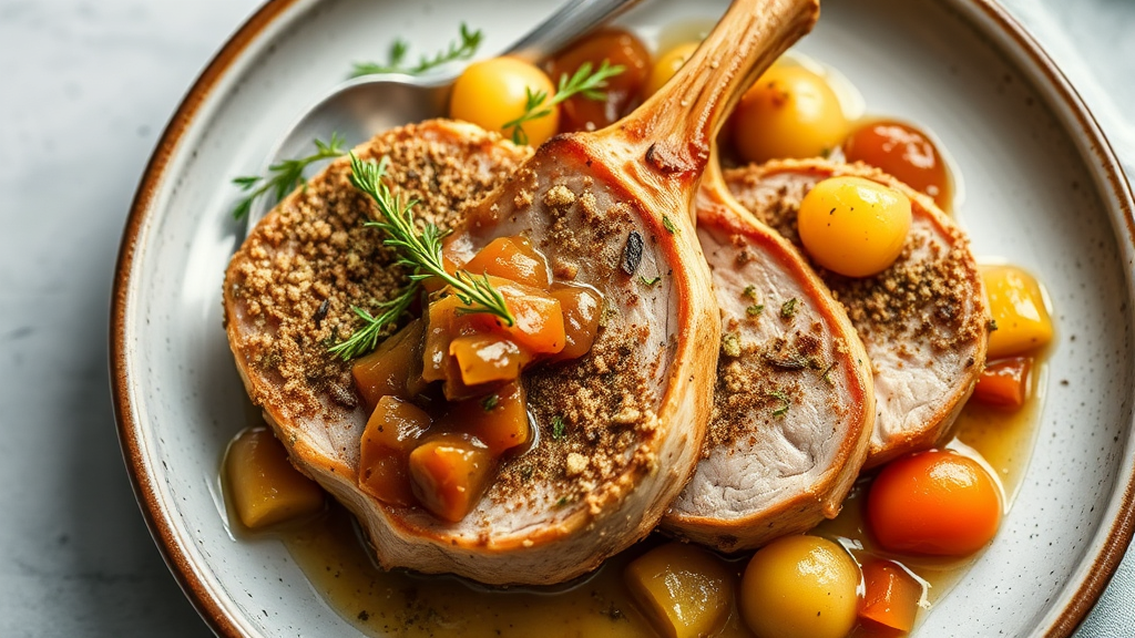 Herb-Crusted Pork Chops with Apple Chutney