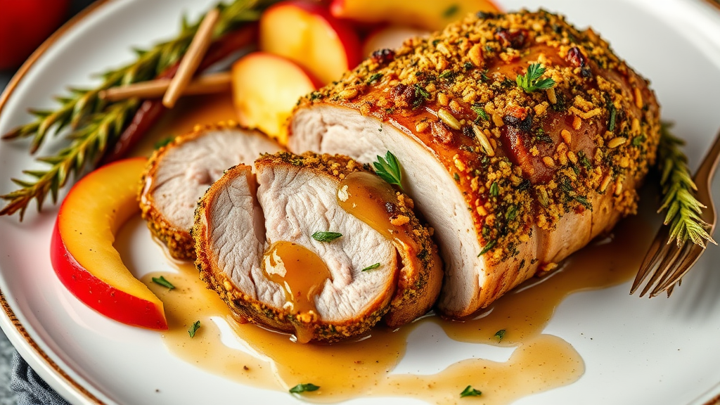 Herb-Crusted Pork Tenderloin with Apple-Cider Glaze