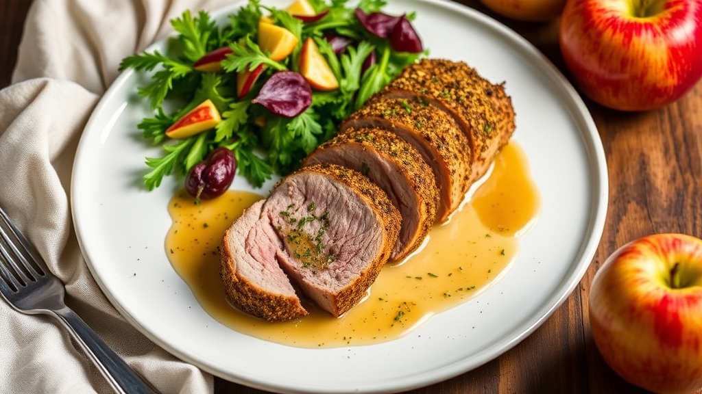 Herb-Crusted Pork Tenderloin with Apple-Cider Reduction