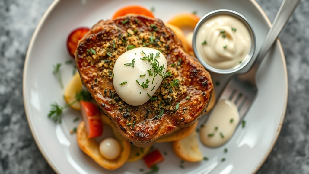 Herb-Crusted Potato Steak with Garlic Aioli