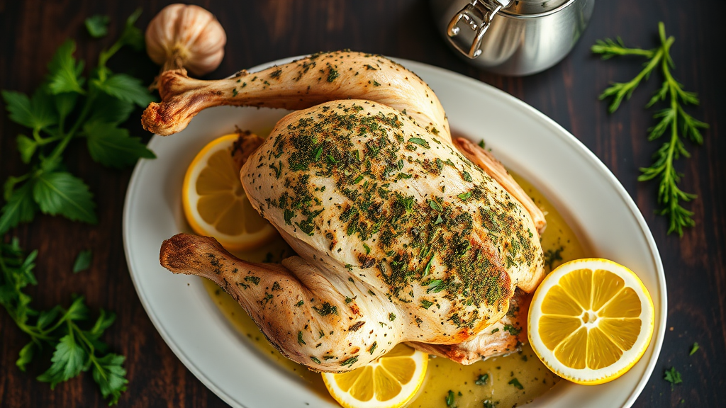 Herb-Crusted Roast Chicken with Lemon and Garlic