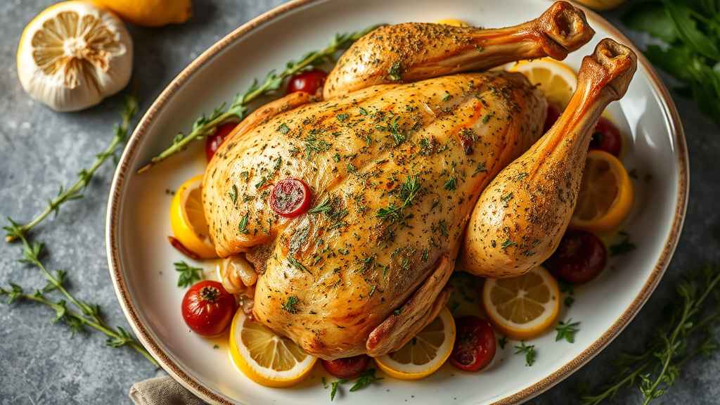 Herb-Crusted Roast Chicken with Lemon and Garlic