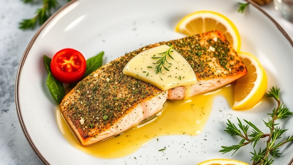 Herb-Crusted Salmon with Lemon Butter Sauce