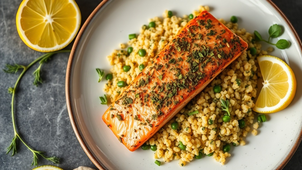 Herb-Crusted Salmon with Lemon-Dill Quinoa