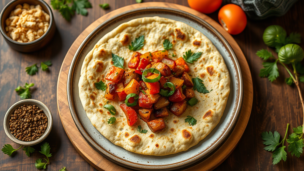 Herbed Chapati with Spiced Vegetable Filling