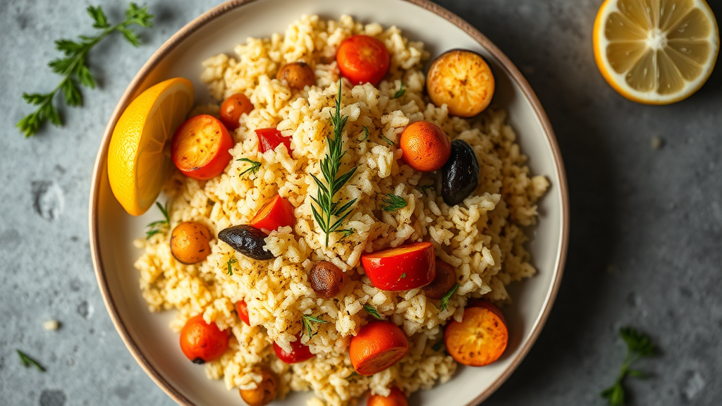 Herbed Lemon Rice with Roasted Vegetables