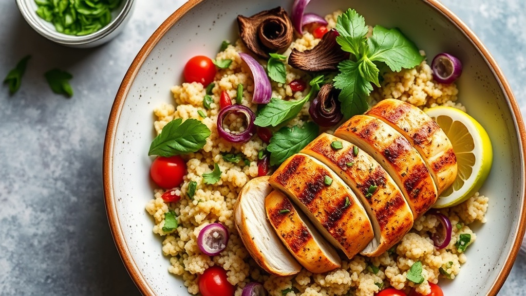 Herbed Quinoa and Grilled Chicken Bowl