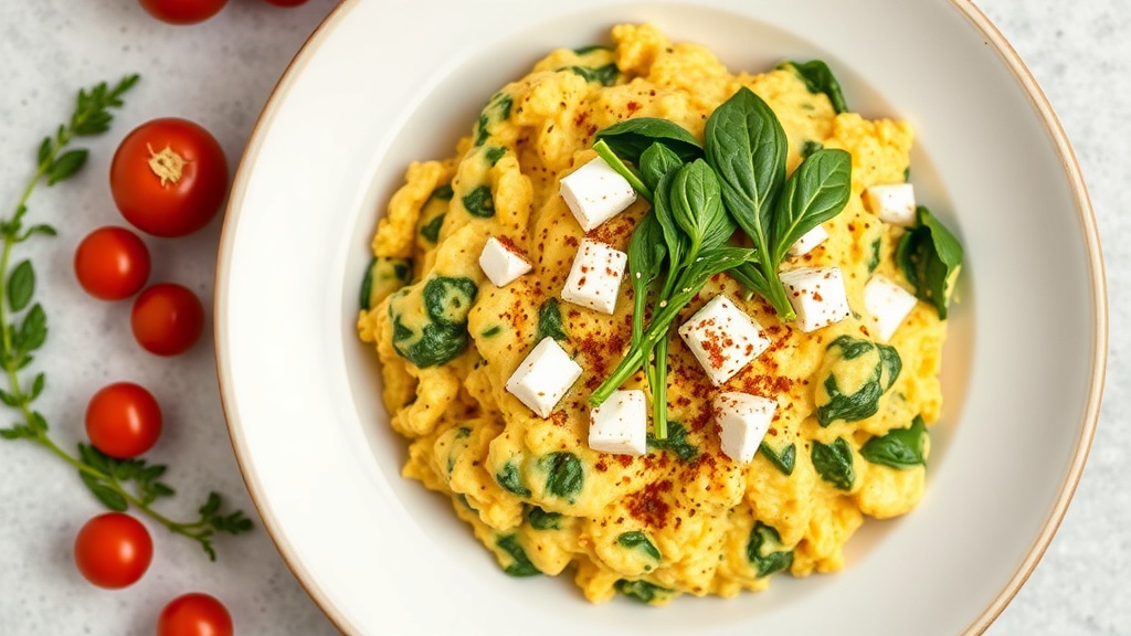 Herbed Scrambled Eggs with Feta and Spinach