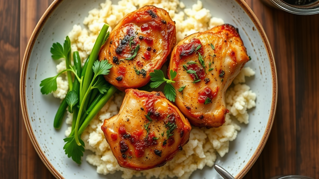 Herb-Infused Chicken Thighs with Cauliflower Rice