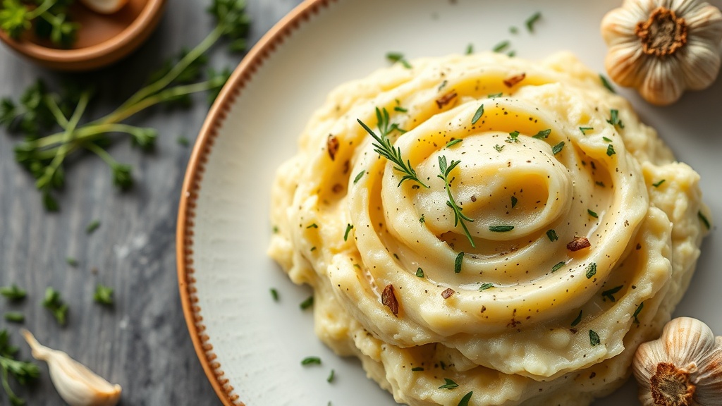 Herb-Infused Garlic Mashed Potatoes with Roasted Garlic