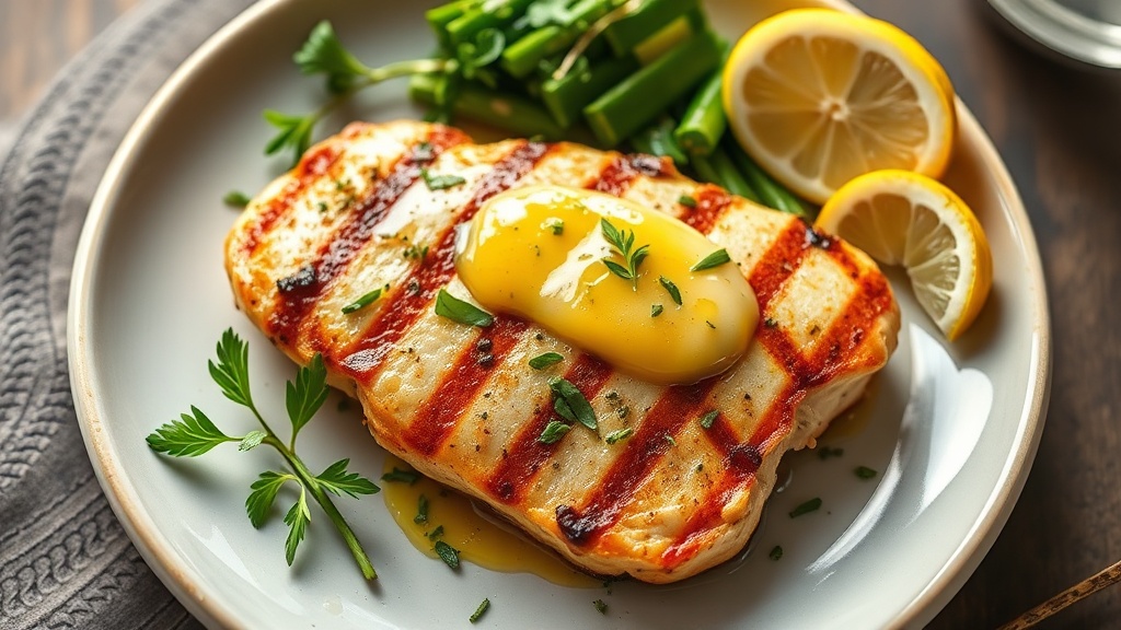Herb-Infused Grilled Chicken Breast with Lemon Garlic Butter