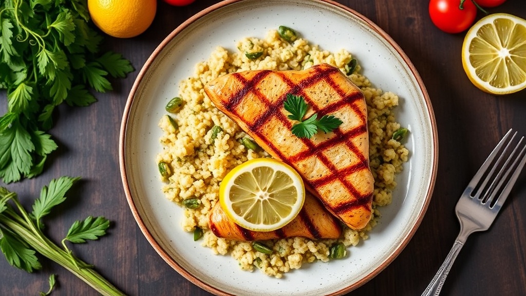 Herb-Infused Grilled Chicken with Lemon Garlic Quinoa