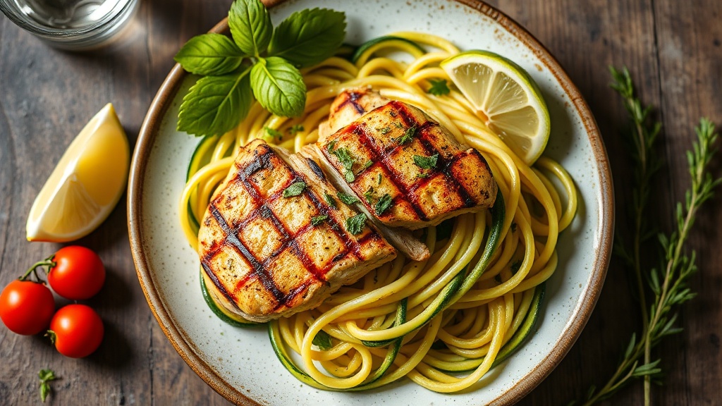 Herb-Infused Grilled Chicken with Zucchini Noodles