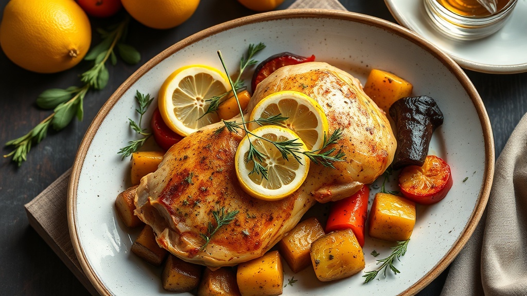 Herb-Infused Lemon Garlic Chicken with Roasted Vegetables