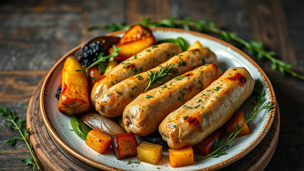 Herb-Infused Sausages with Roasted Vegetables