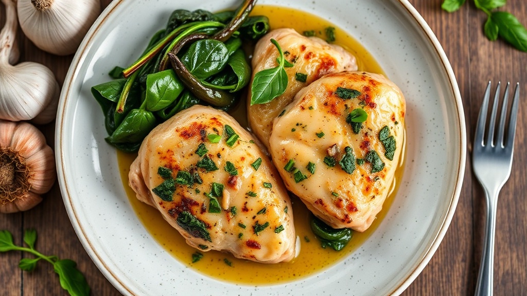 Herb-Infused Slow Cooker Chicken Thighs with Garlic and Spinach