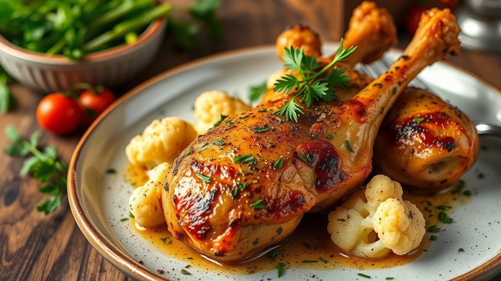 Herb-Roasted Chicken Drumsticks with Cauliflower (Copycat Recipe)