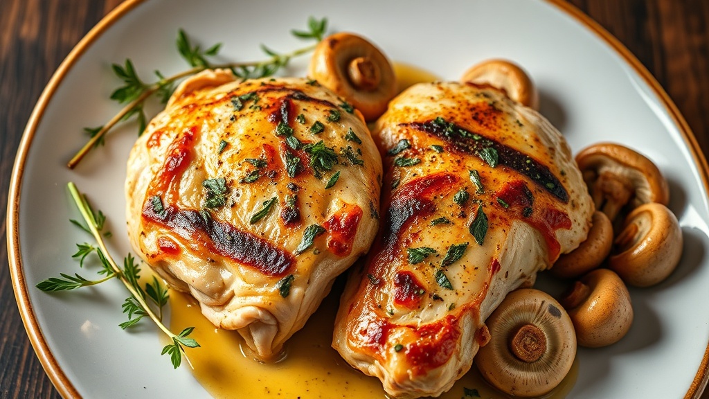 Herb-Roasted Chicken Thighs with Garlic Mushrooms