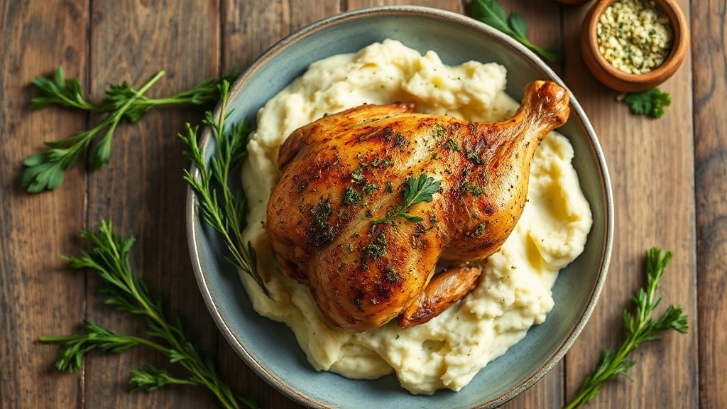 Herb-Roasted Chicken with Garlic Mashed Potatoes