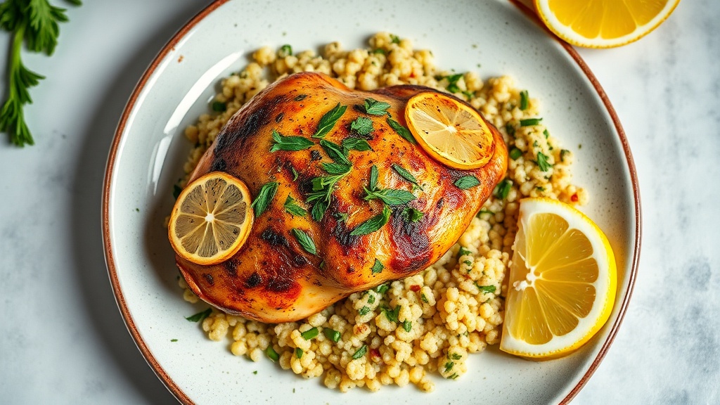 Herb-Roasted Chicken with Lemon-Garlic Quinoa