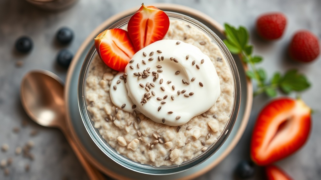 High-Protein Overnight Oats with Greek Yogurt and Chia Seeds