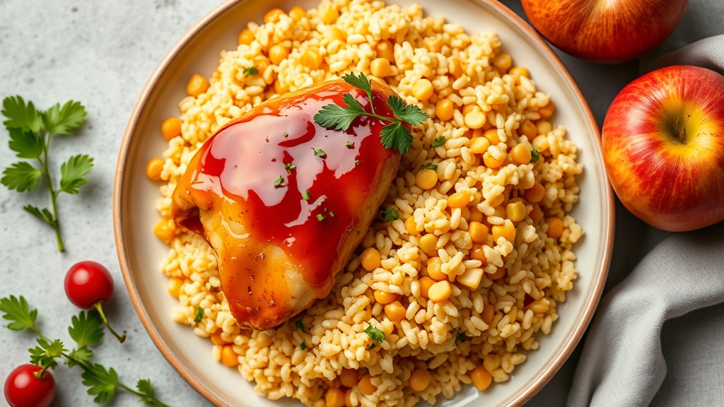 Honey Glazed Chicken with Apple-Corn Rice